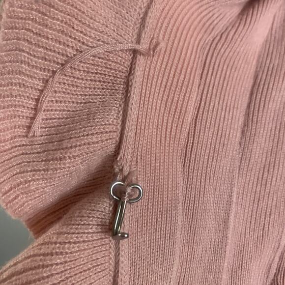 Romeo & Juliet Couture Pink Ruffled Cardigan Sweater Open Front Size Medium - Picture 7 of 14